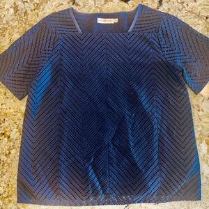 Tory Burch Womens Navy Eyelet Modern Geometric High End Classic Blouse Medium